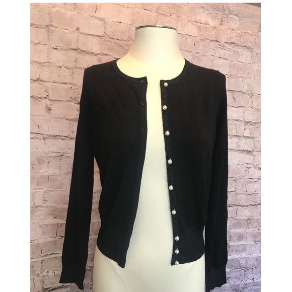 WHBM Black Cardi w/ Pearl buttons, size MP - Picture 1 of 6